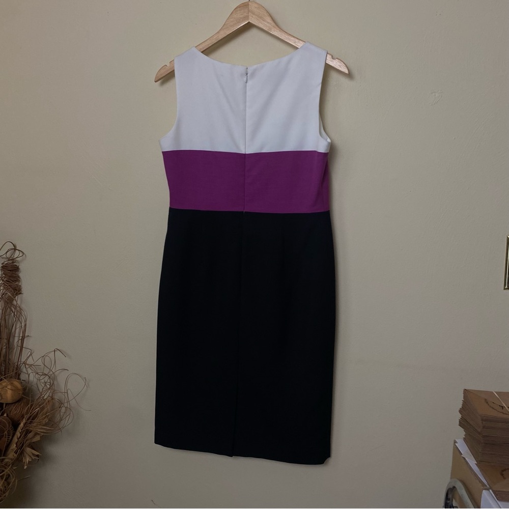 Black Label Elegant Color block Dress - Black, Purple, White. Sz 8-10. - Picture 13 of 14